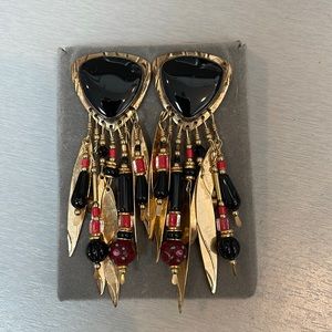 Tabra gold black/red earrings